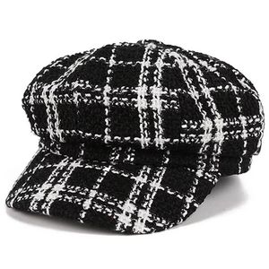Black & White Tweed Bakers Boy Hat
